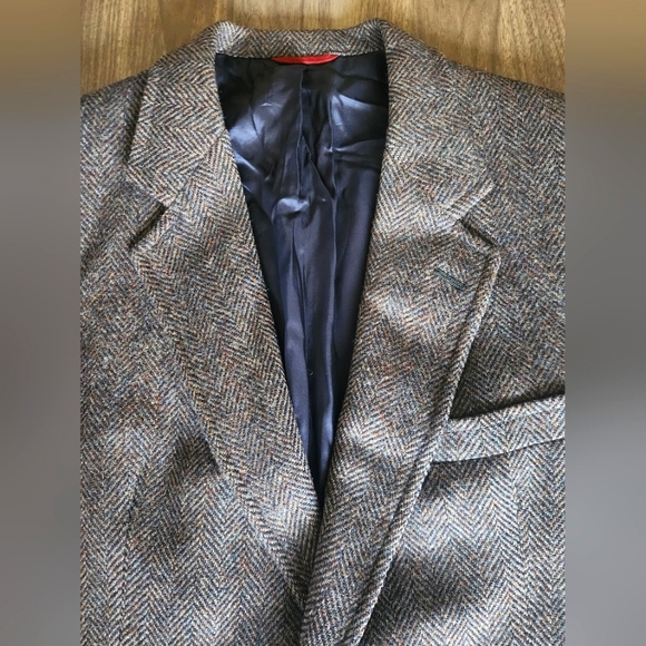 VTG Hart Schaffner & Marx Pure Virgin Wool Blazer Suit Coat Grey Herringbone EUC - Picture 5 of 12